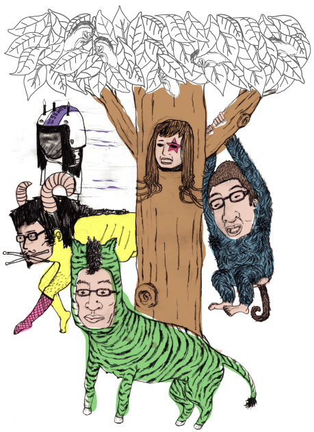 生蠔研究室五位研究員插畫